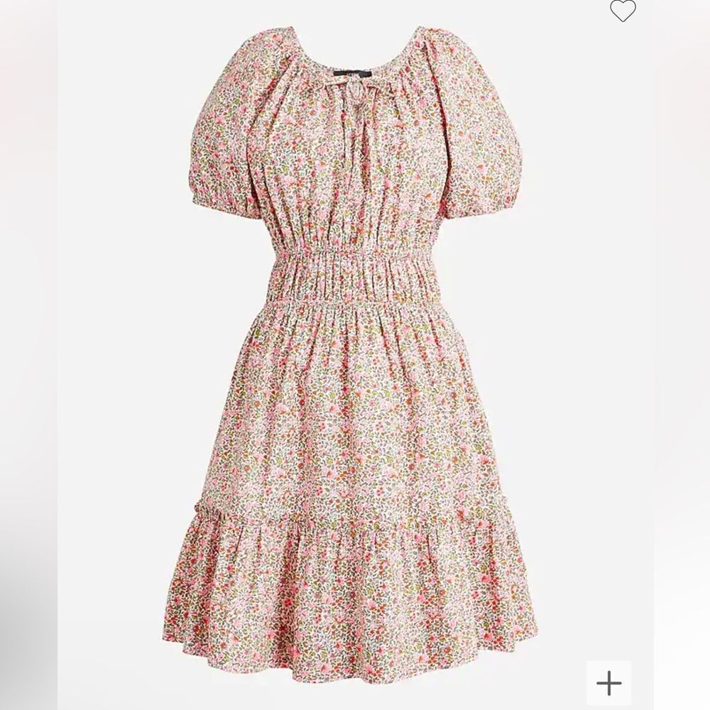 J.Crew Cinched-waist puff-sleeve dress in scattered blooms